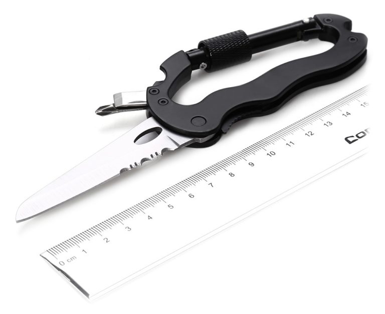 Multifunction Camping Hiking Climbing Carabiner Knife BLACK OR RED