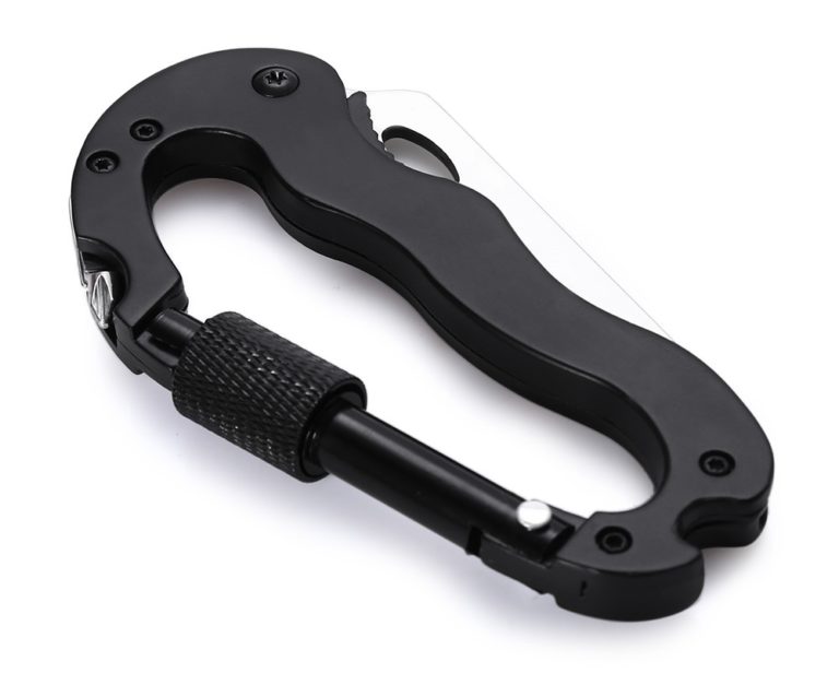 Multifunction Camping Hiking Climbing Carabiner Knife BLACK OR RED